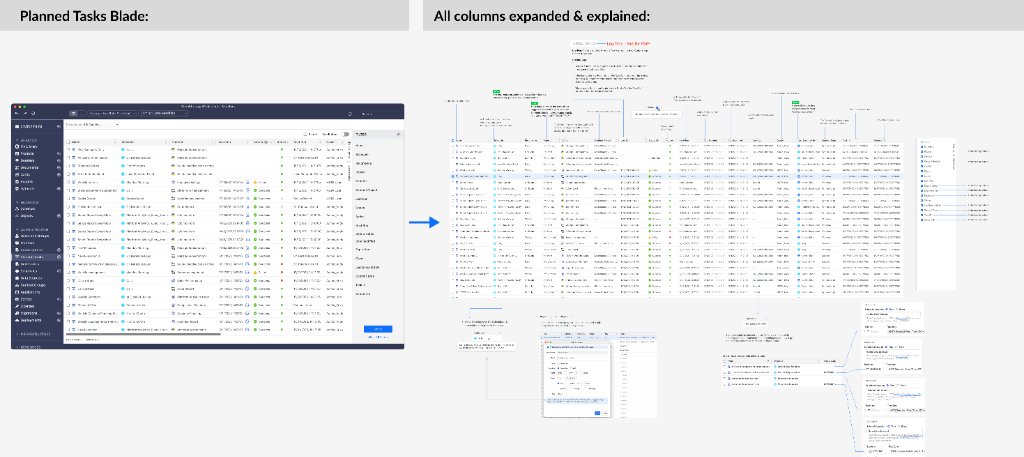 Planned Tasks Grid Interface and Column Specifications