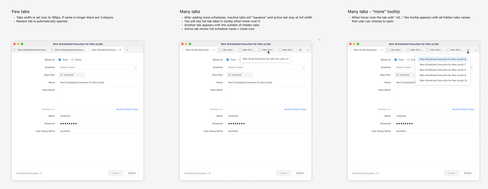 Script Scheduler Tab Behavior