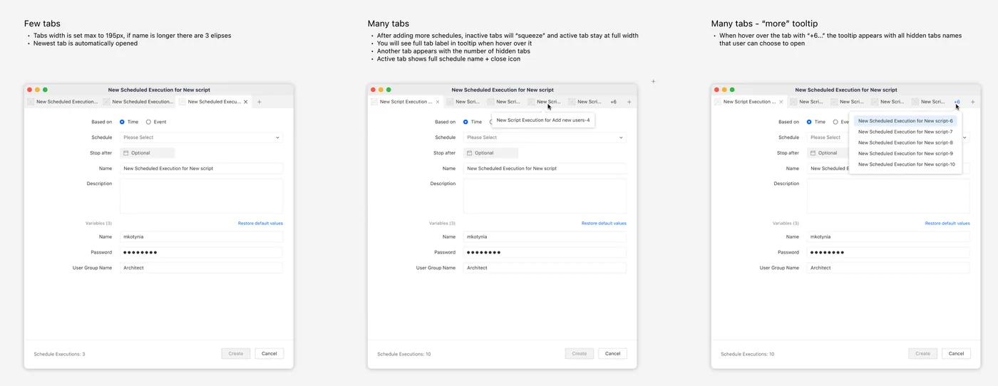 Script Scheduler Tab Behavior